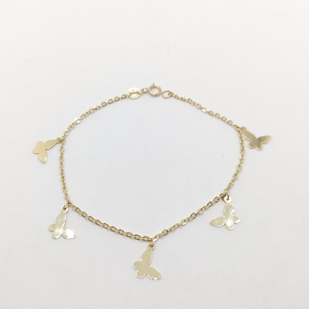 PULSERA ESPECIAL CON MARIPOSAS 14K 18 CM 2.1 GR (NUEVO)