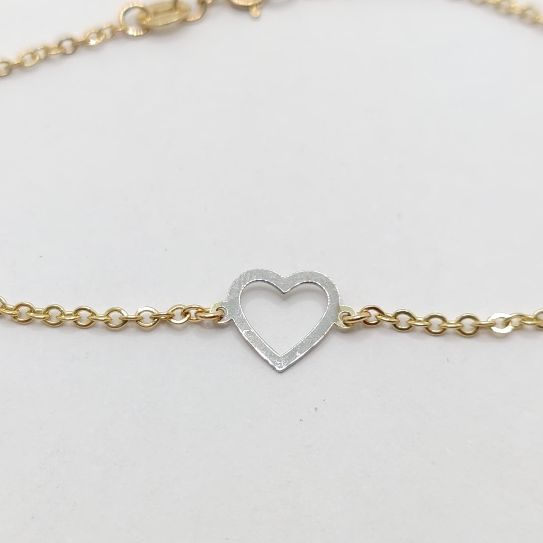PULSERA ESPECIAL CON CORAZONES CONBINADOS 14K 18 CM 1.7 GR (NUEVO)