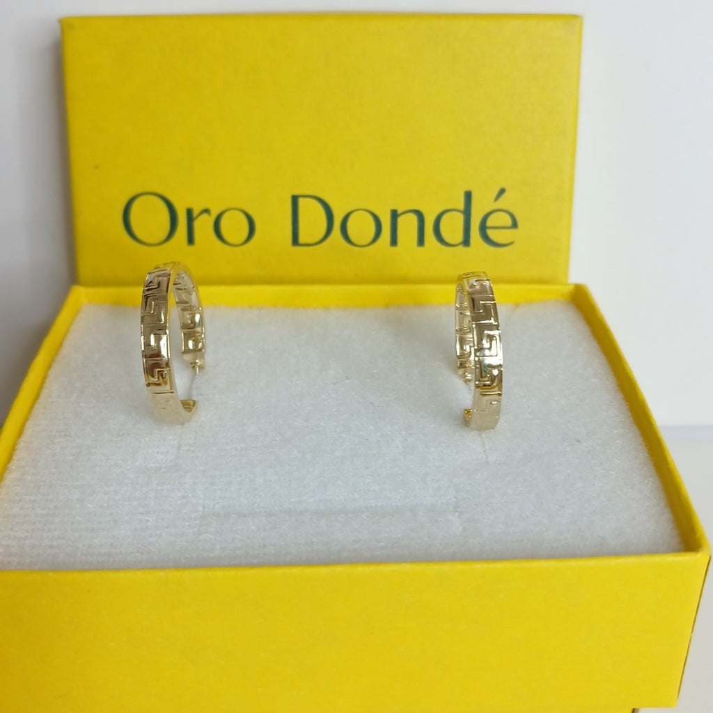 ARETES TEJIDO ARRACADAS TIPO GRECAS 14K 2.1 GR (NUEVO)