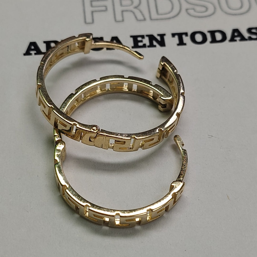 ARETES ARRACADA C GRECAS 14K 4.9 GR (NUEVO)
