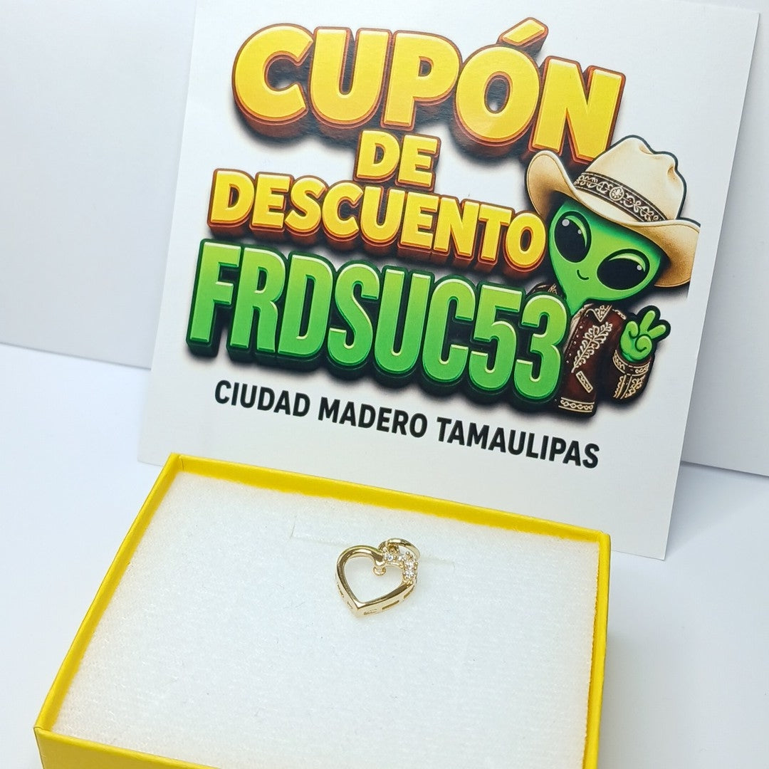DIJE CORAZON CON CIRCONIAS 14K 1.4 GR (NUEVO)