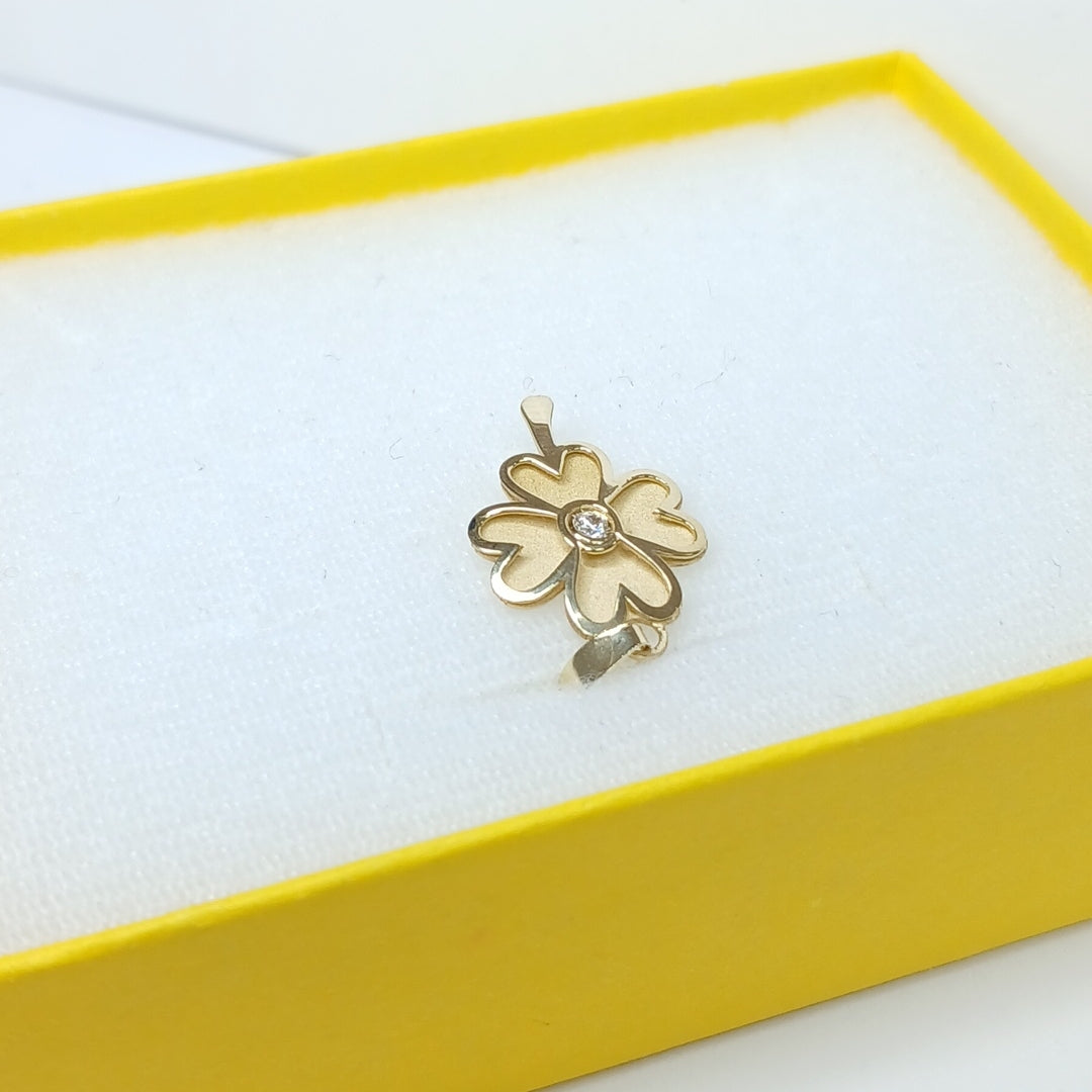 DIJE FIG TREBOL C CIRCONIA 14K 0.8 GR (NUEVO)