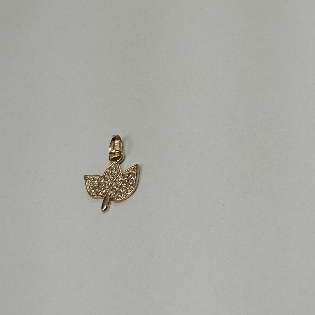DIJE TEJIDO HOJAS CON CIRCONIAS 14K 1 GR (NUEVO)