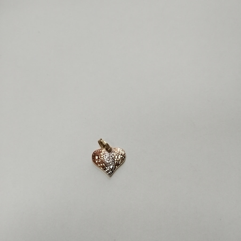 DIJE TEJIDO CORAZON LABRADO COMBINADO 14K 1.2 GR (NUEVO)
