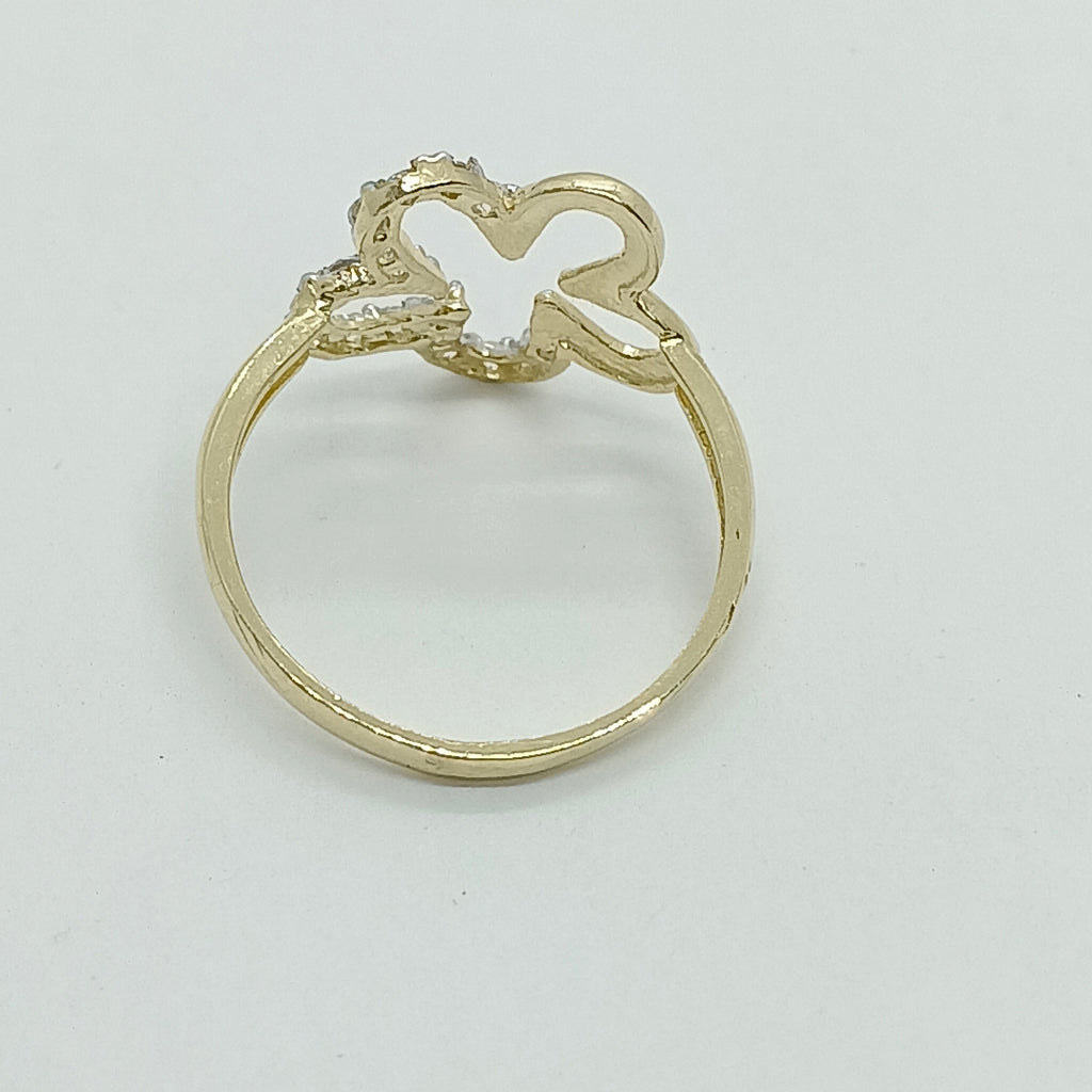ANILLOS FIG FLOR CON CIRCONIAS 14K TALLA 7 1.6 GR (NUEVO)