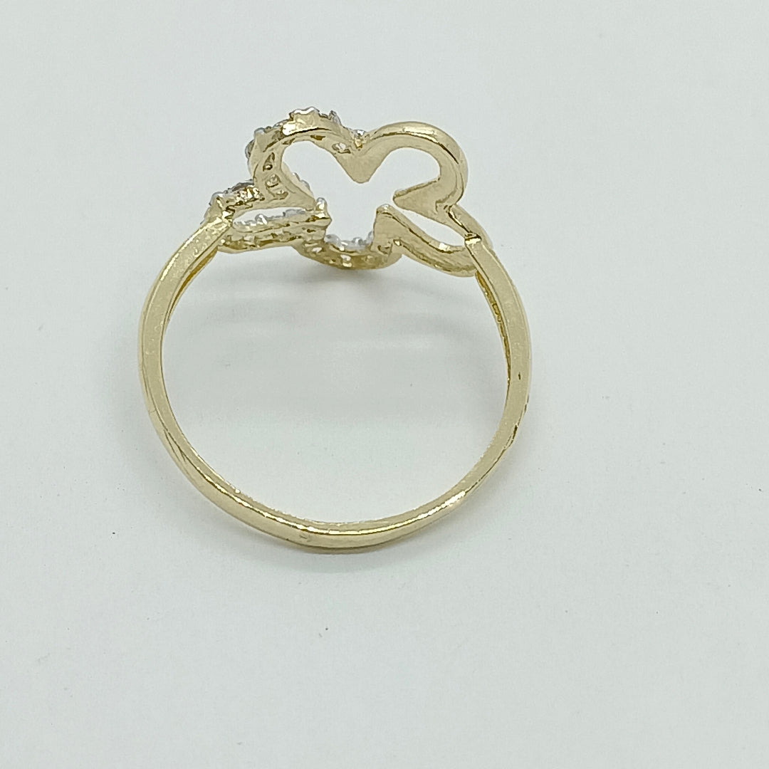 ANILLOS FIG FLOR CON CIRCONIAS 14K TALLA 7 1.6 GR (NUEVO)