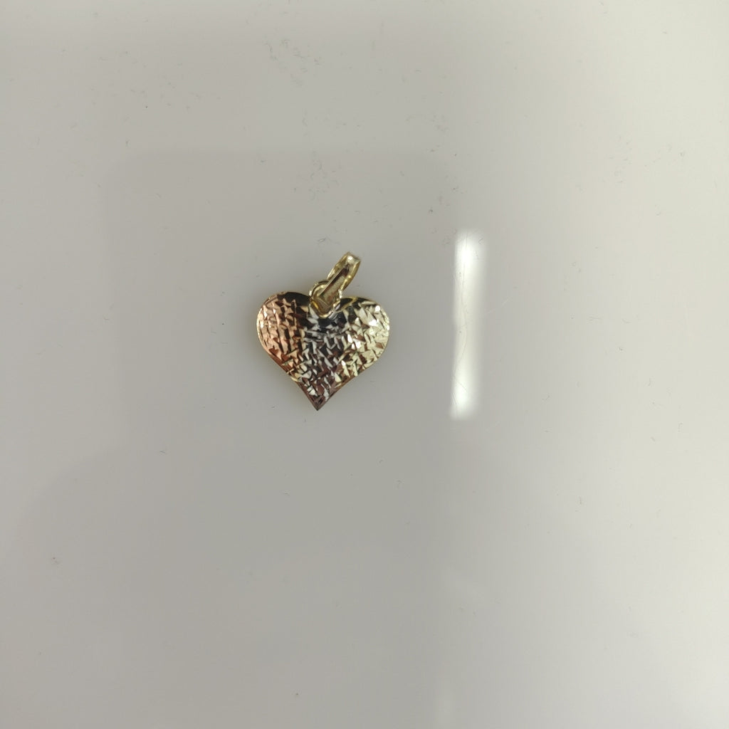DIJE TEJIDO CORAZON LABRADO COMBINADO 14K 1.3 GR (NUEVO)