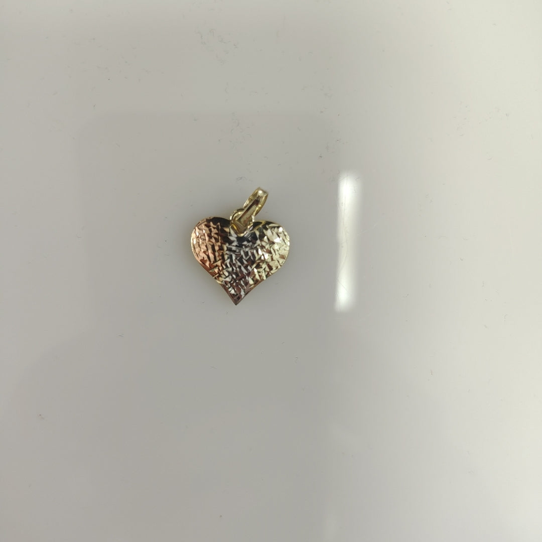 DIJE TEJIDO CORAZON LABRADO COMBINADO 14K 1.3 GR (NUEVO)