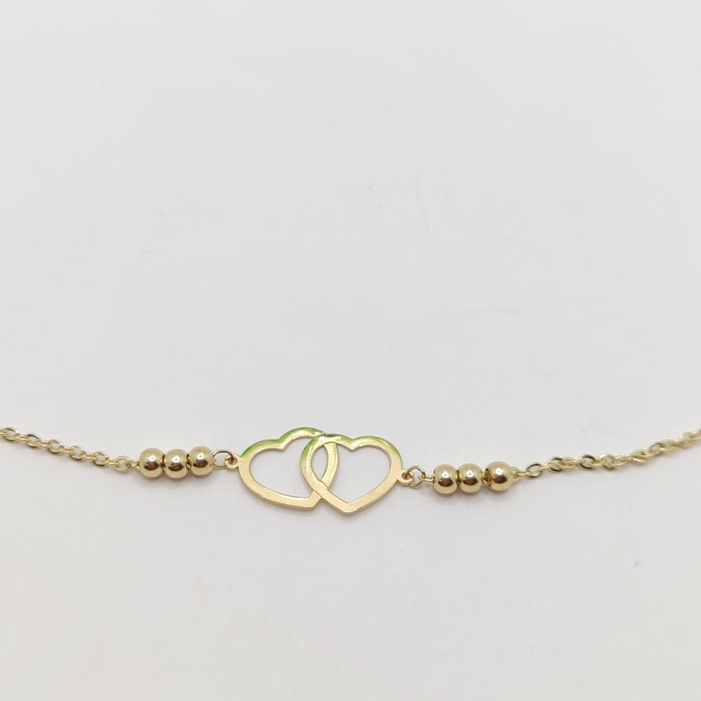 PULSERA TEJIDO ESPECIAL C CORAZONES 14K 18 CM 1.7 GR (NUEVO)