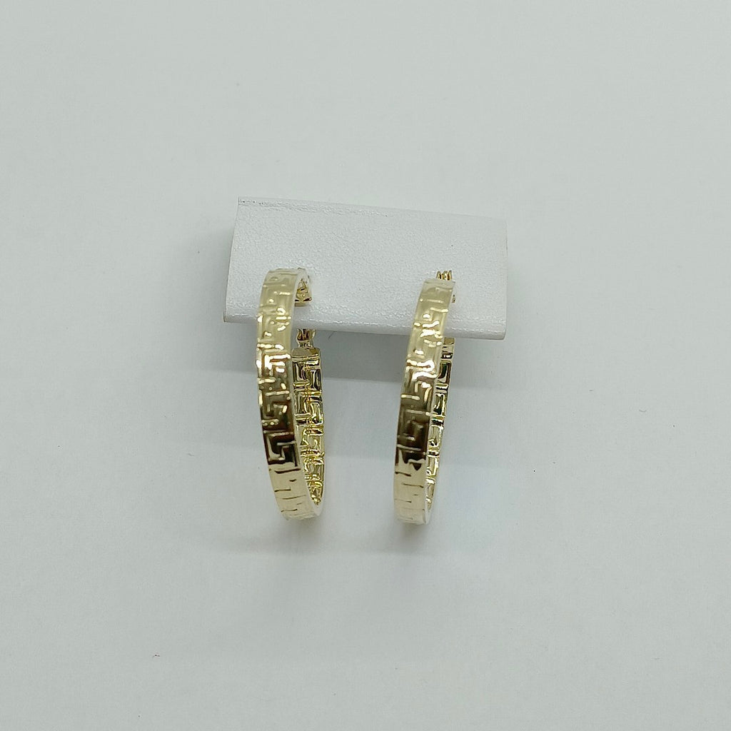 ARETES TEJIDO ARRACADA CON GRECAS 14K 2.7 GR (NUEVO)