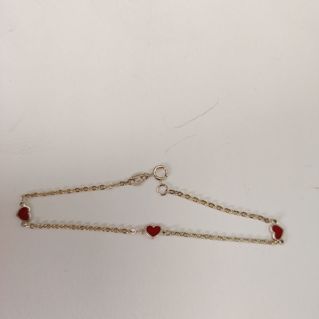 PULSERA ESPECIAL CON CORAZONES 14K 18 CM 1.4 GR (NUEVO)