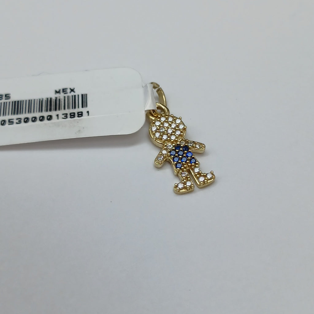 DIJE NIÑO CON CIRCONIAS Y PIEDRAS DE COLOR 10K 0.8 GR (NUEVO)