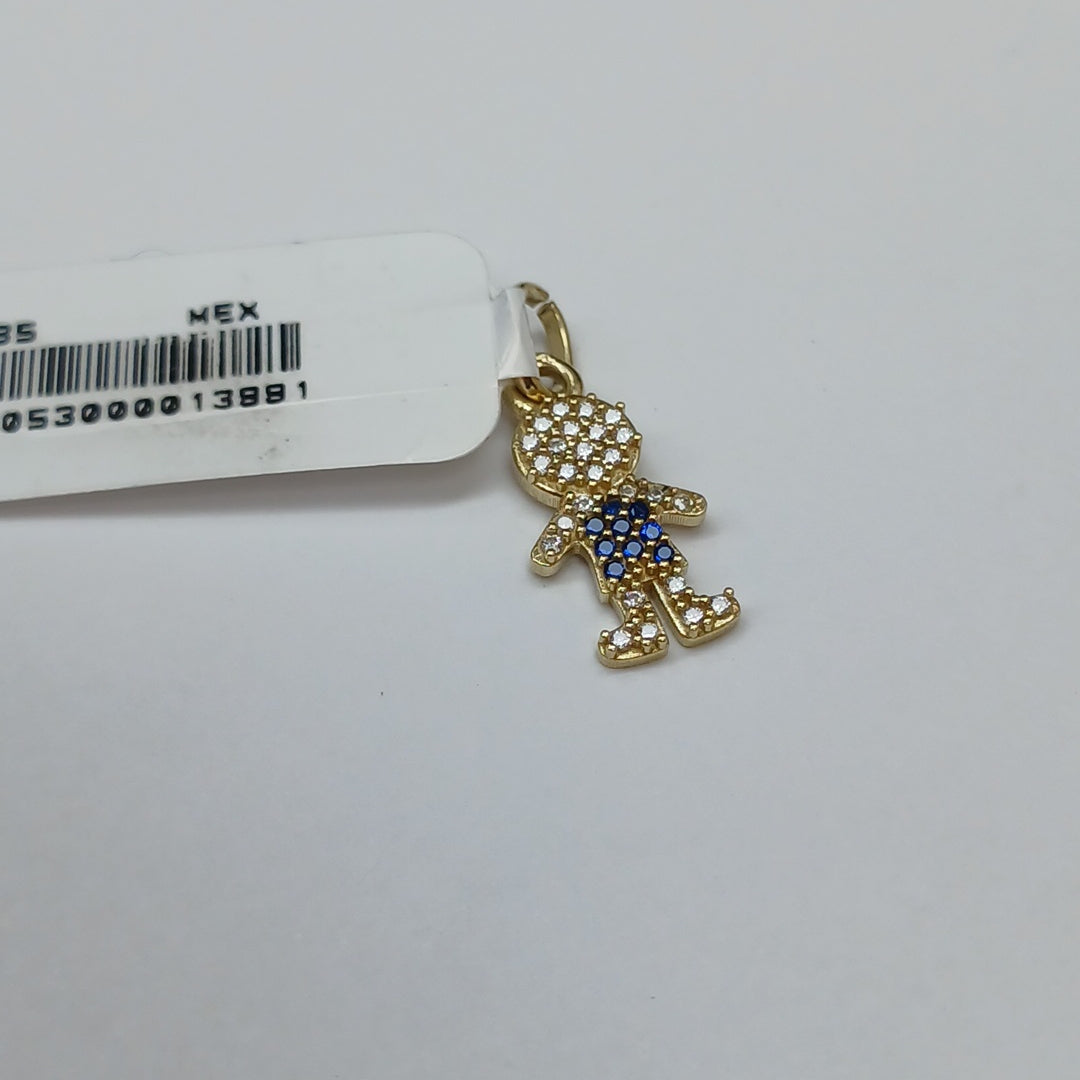 DIJE NIÑO CON CIRCONIAS Y PIEDRAS DE COLOR 10K 0.8 GR (NUEVO)