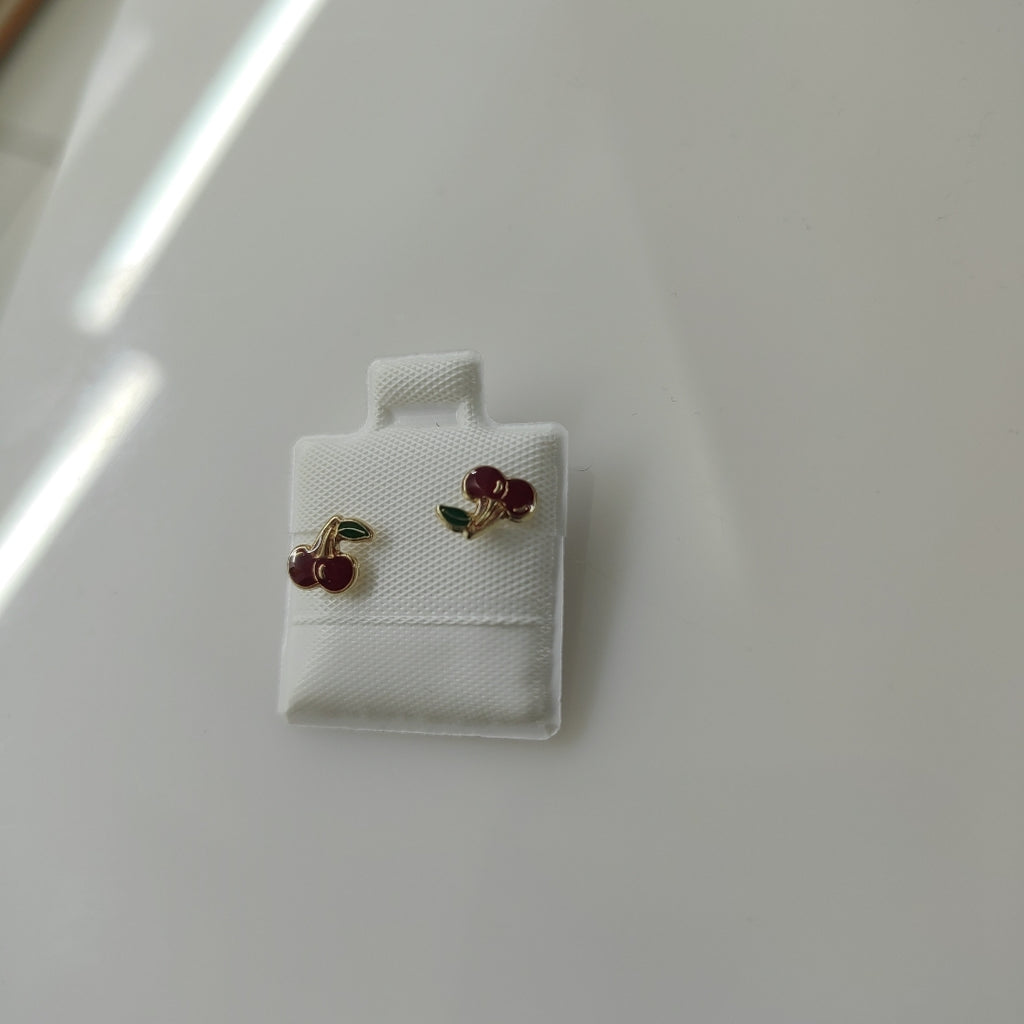 BROQUELES BROQUE FIG CEREZA C ESMALTE 14K 0.2203 GR (NUEVO)