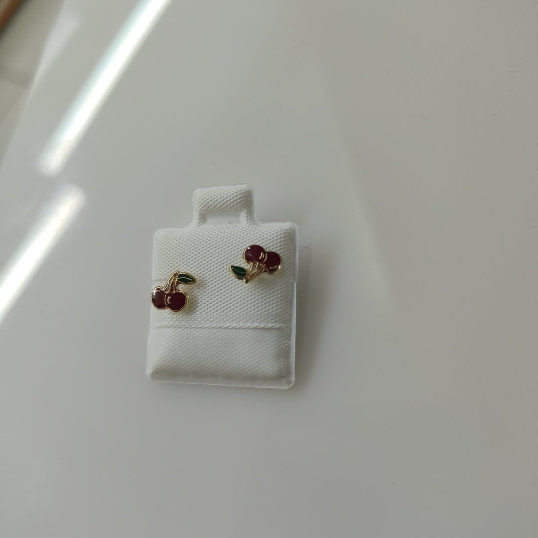 BROQUELES BROQUE FIG CEREZA C ESMALTE 14K 0.2203 GR (NUEVO)