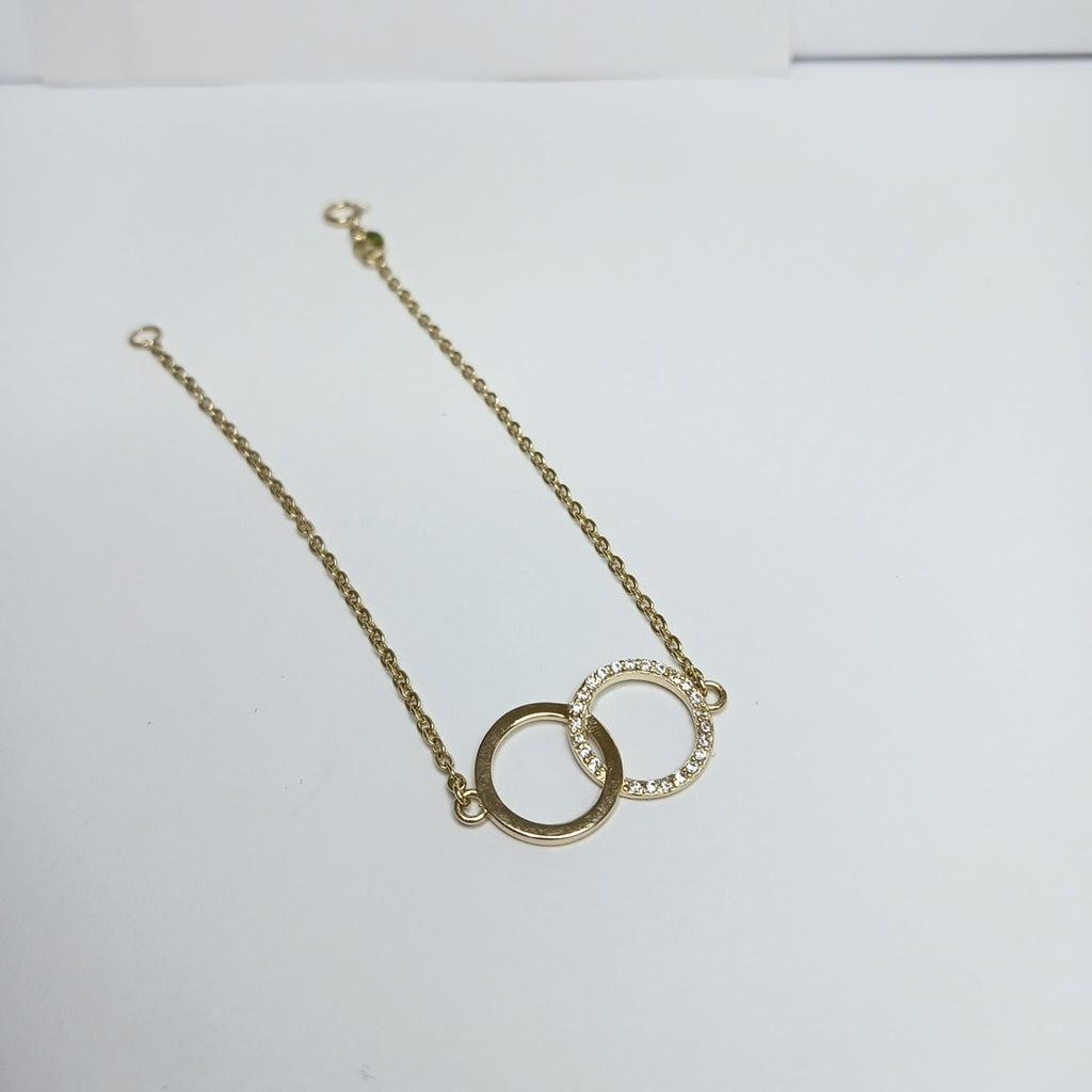 PULSERA TEJIDO ESPECIAL FIG AROS UNIDOS C CIRCS 14K 18 CM 2.1 GR (NUEVO)