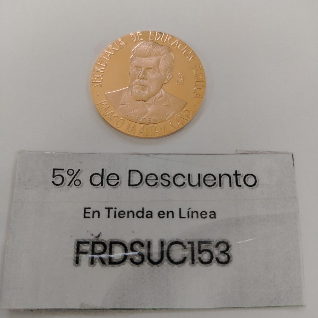 MEDALLA CONMEMORATIVA ORO 21 K 41.9 GRMS (SEMINUEVO)