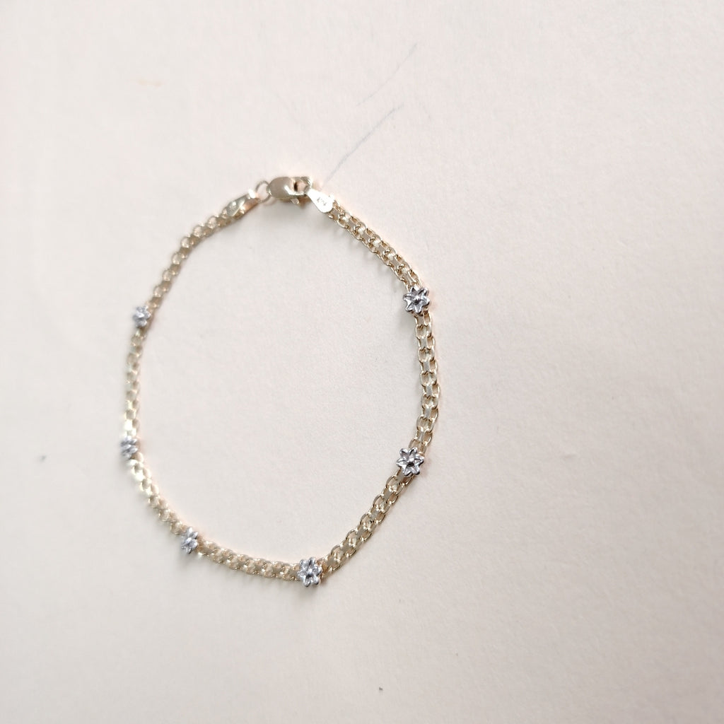 PULSERA ESPECIAL C FLORES 14K 18 CM 3 GR (NUEVO)