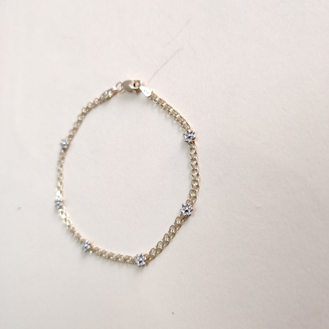 PULSERA ESPECIAL C FLORES 14K 18 CM 3 GR (NUEVO)