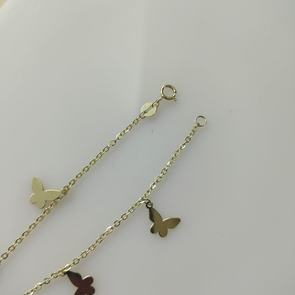 PULSERA ESPECIAL CON MARIPOSAS 14K 18 CM 2.1 GR (NUEVO)
