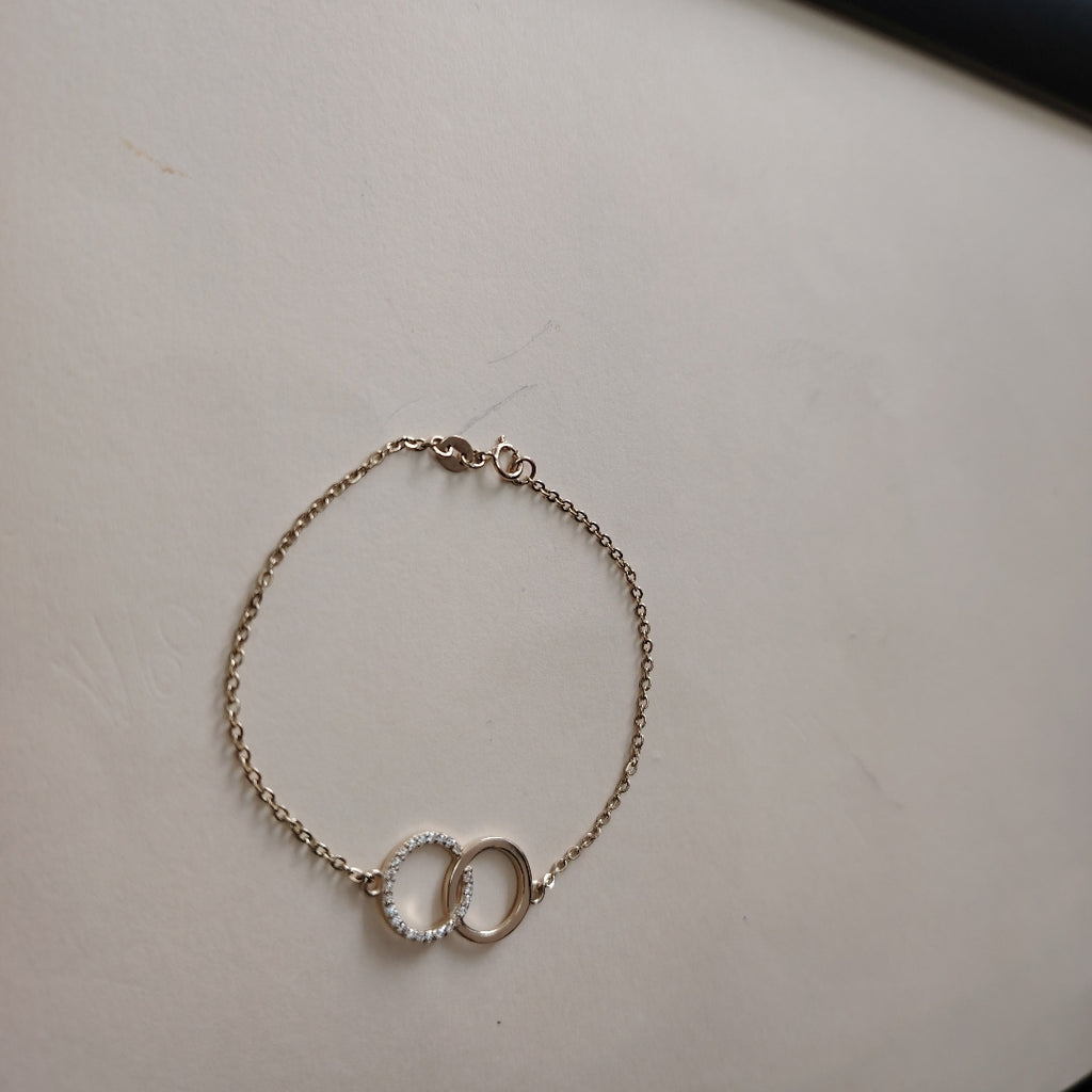 PULSERA TEJIDO ESPECIAL FIG AROS UNIDOS C CIRCS 14K 18 CM 2.1 GR (NUEVO)