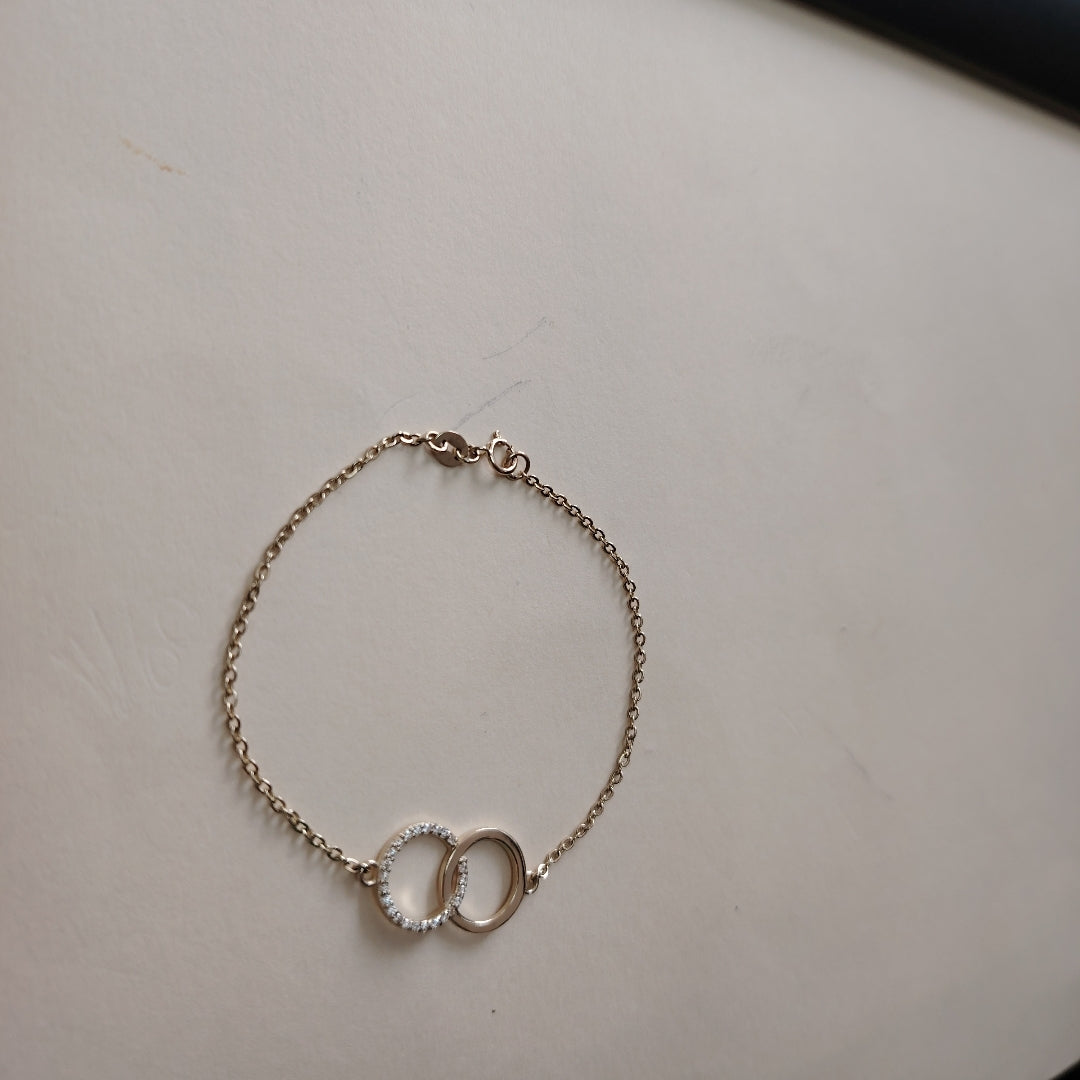 PULSERA TEJIDO ESPECIAL FIG AROS UNIDOS C CIRCS 14K 18 CM 2.1 GR (NUEVO)