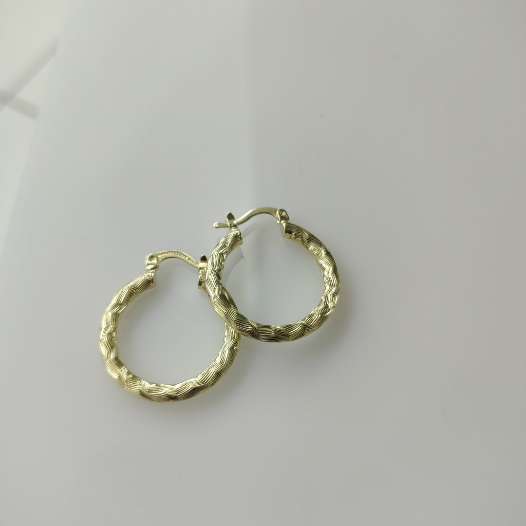 ARETES TEJIDO ARRACADA LABRADA 14K 2.7 GR (NUEVO)