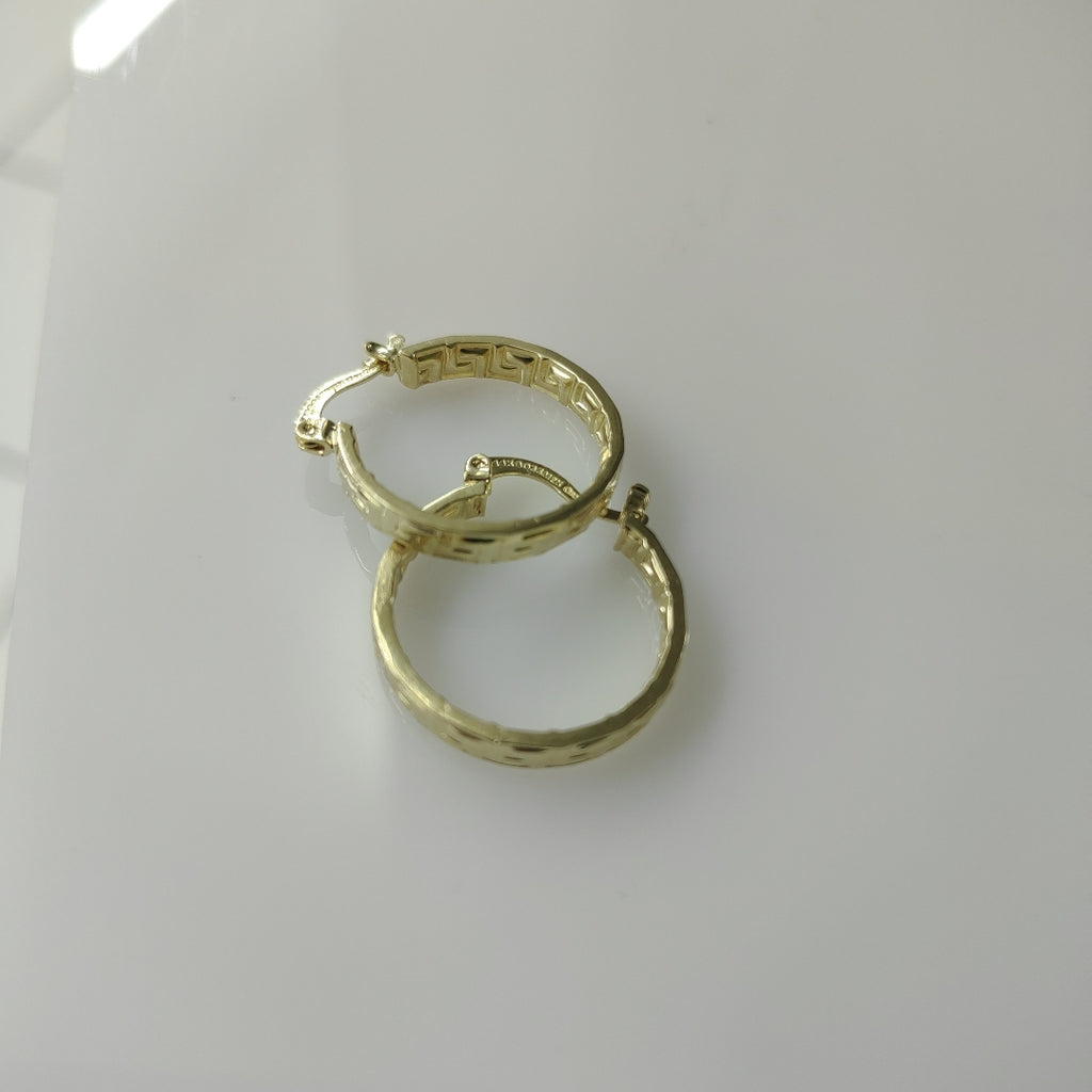 ARETES TEJIDO ARRACADAS TIPO GRECAS 14K 2 GR (NUEVO)