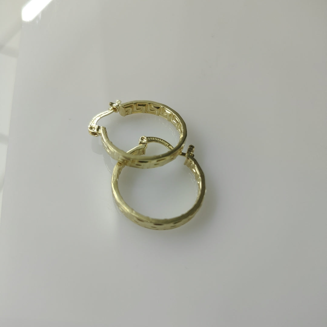 ARETES TEJIDO ARRACADAS TIPO GRECAS 14K 2 GR (NUEVO)
