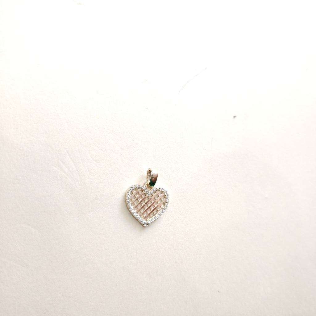 DIJE TEJIDO CORAZON CON CERCO DE CIRCONIAS 14K 1.2 GR (NUEVO)