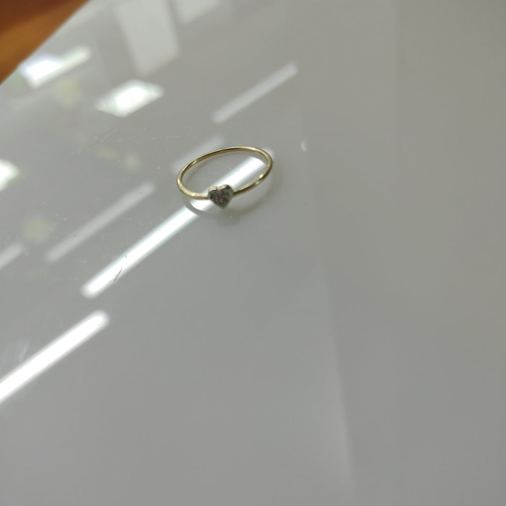 ANILLO ANILLITO CORAZON C CIRCONIA 14K 8 TALLA 0.9 GR (NUEVO)