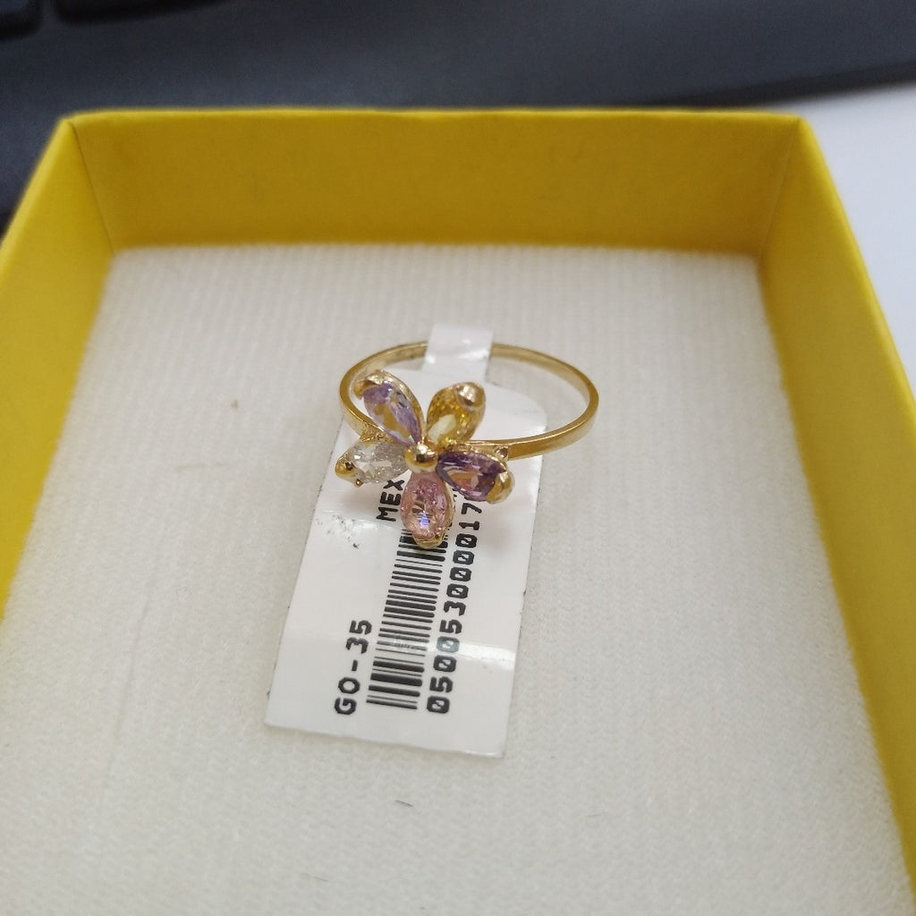 ANILLOS FLOR CON PIEDRAS DE COLOR 14K TALLA 7 1.4 GR (NUEVO)