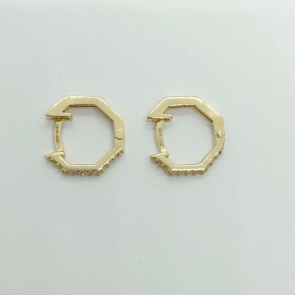ARETES HUGIES C CIRCONIAS 14K 1.5 GR (NUEVO)