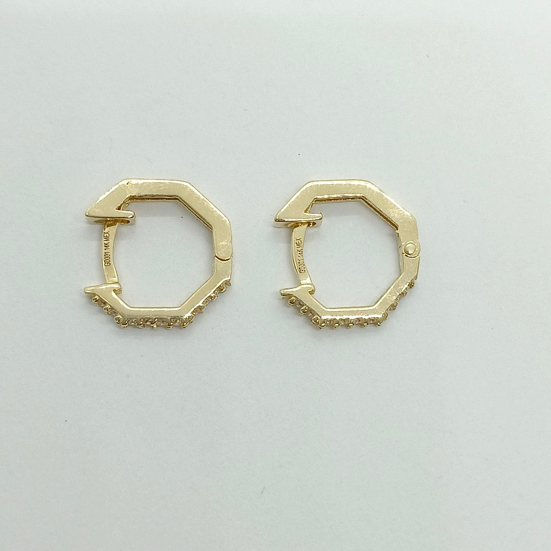 ARETES HUGIES C CIRCONIAS 14K 1.5 GR (NUEVO)