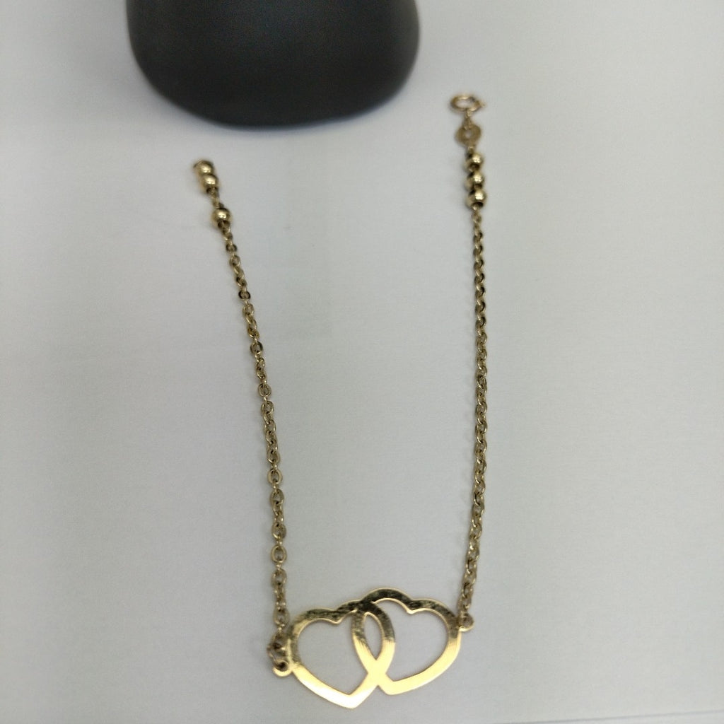 PULSERA TEJIDO ESPECIAL C CORAZONES 14K 18 CM 1.7 GR (NUEVO)