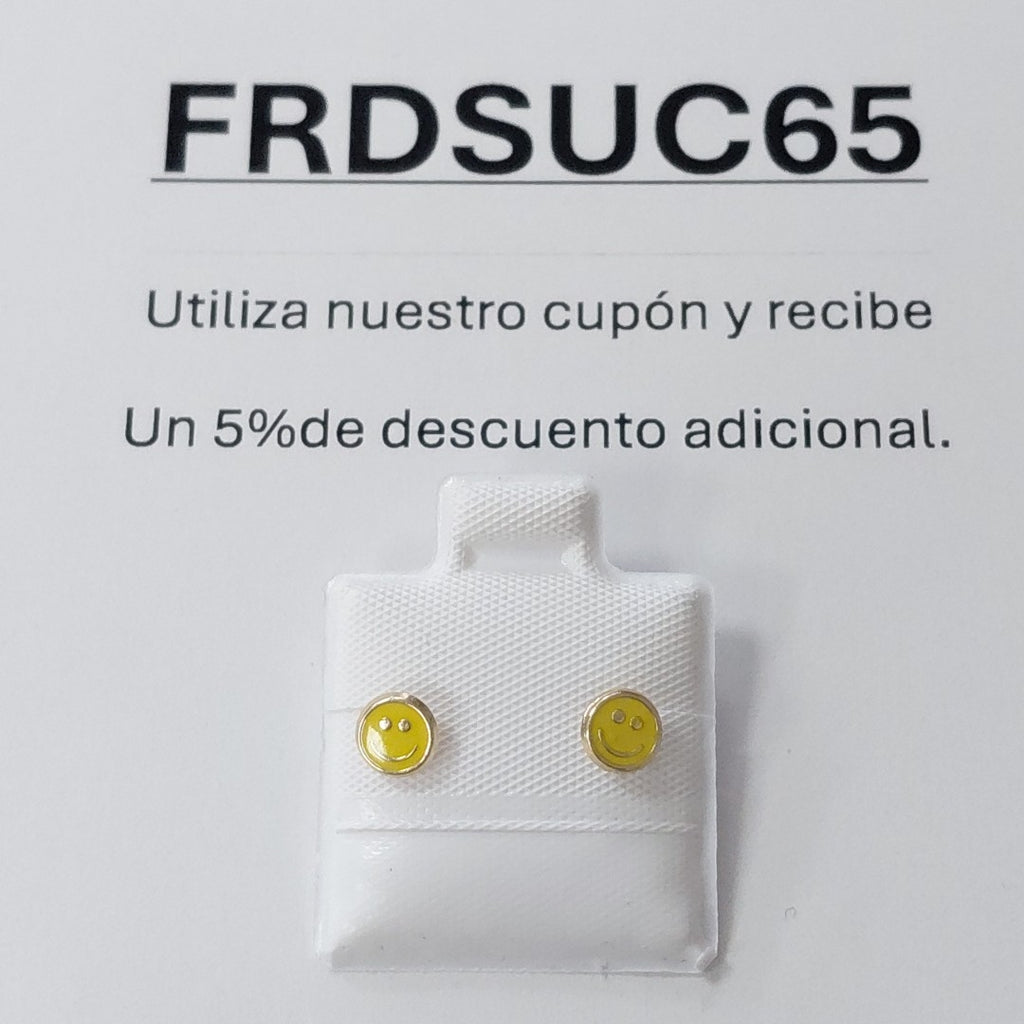BROQUELES BROQUEL FIG SONRISA ESMALTE AMARILLO 14K 0.2074 GR (NUEVO)