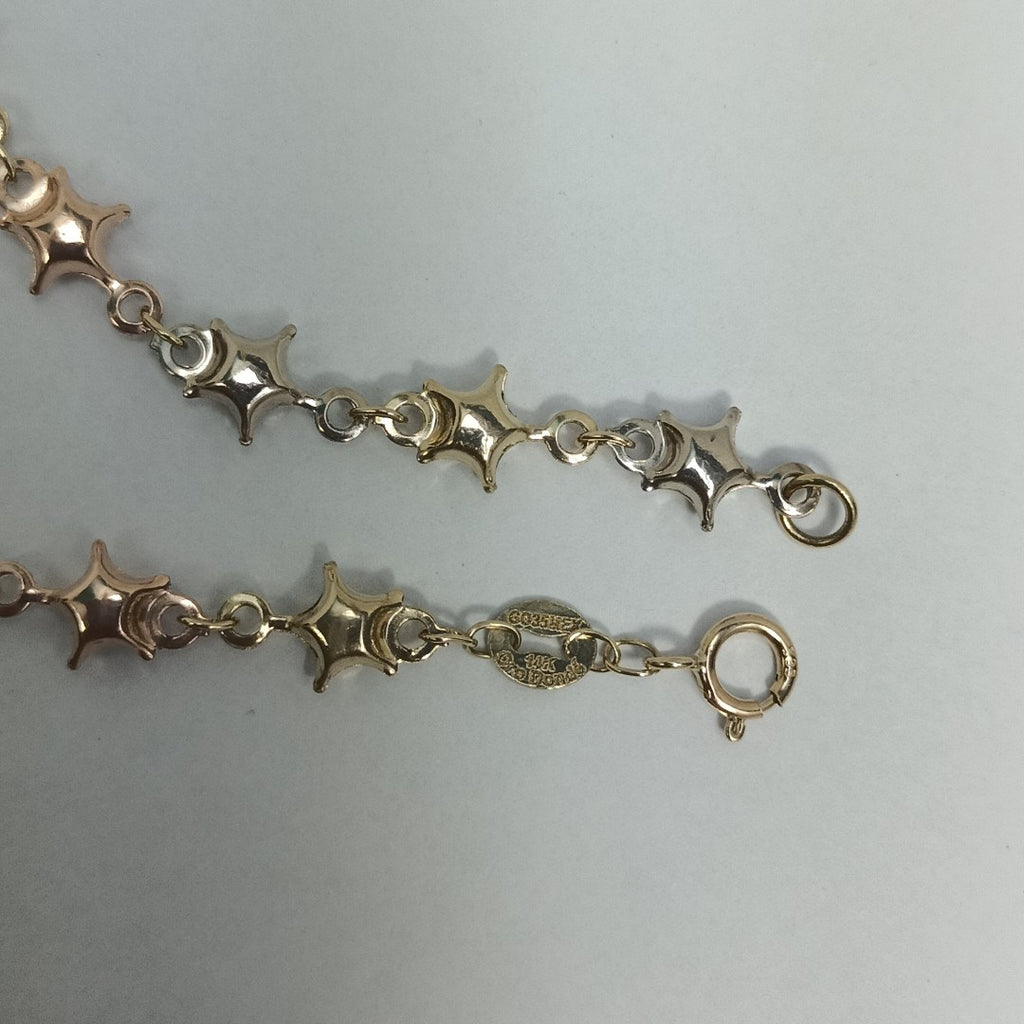 PULSERA TEJIDO ESPECIAL ESTRELLAS COMBINADAS 14K 18 CM 2.2 GR (NUEVO)