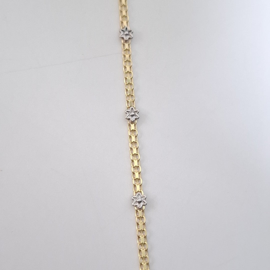 PULSERA ESPECIAL C FLORES 14K 18 CM 3 GR (NUEVO)