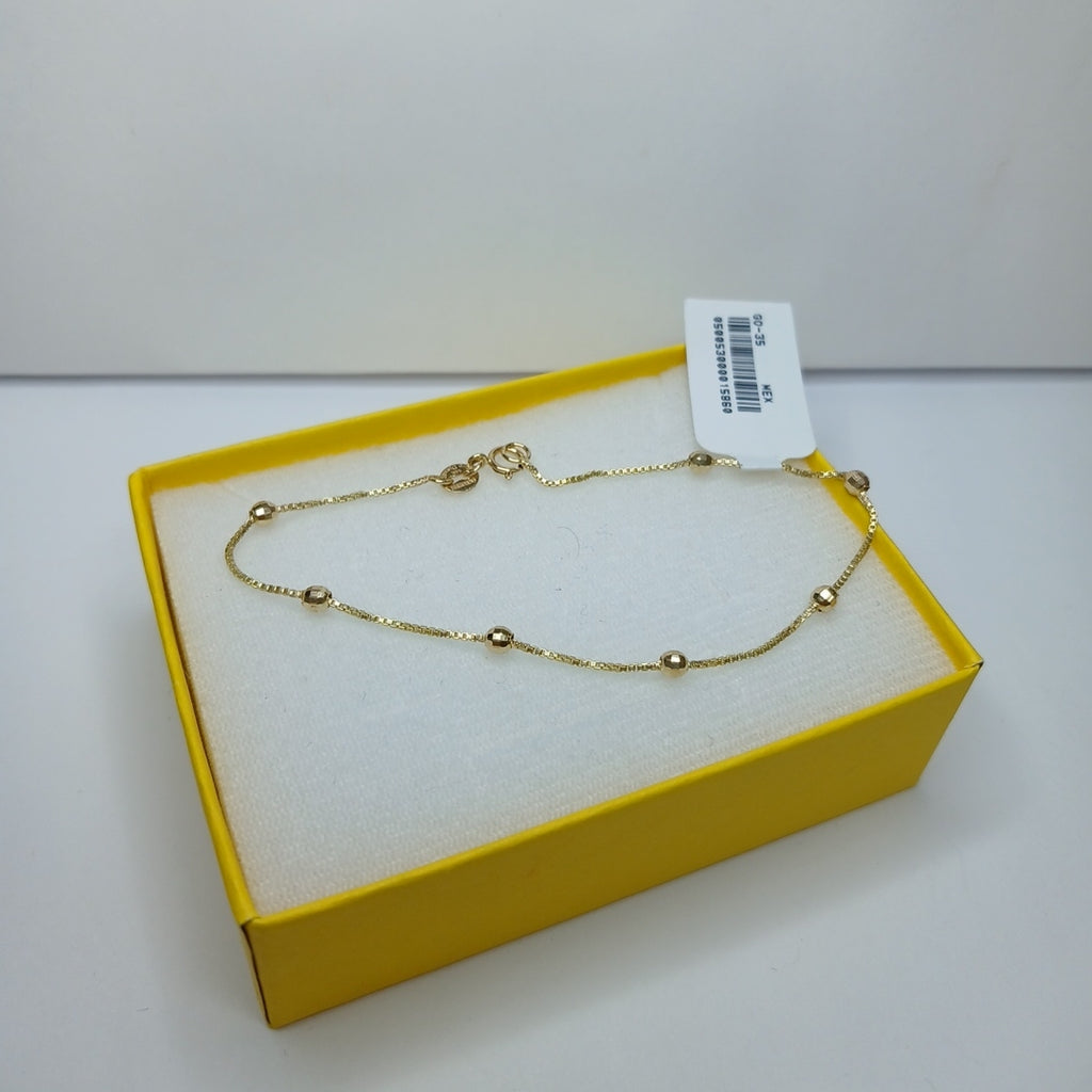 PULSERA ESPECIAL CON BOLITAS 14K 18 CM 1.5 GR (NUEVO)