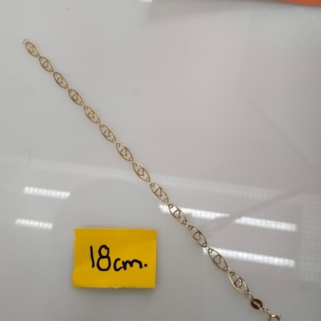 PULSERA TEJIDO ESPECIAL CON CORAZON 14K 18 CM 1.3 GR (NUEVO)