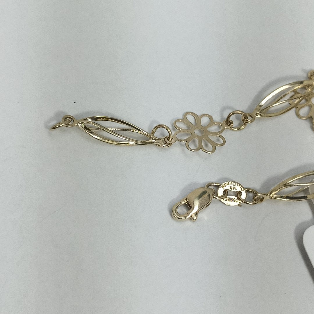 PULSERA ESPECIAL CON FLORES 14K 18 CM 2.6 GR (NUEVO)