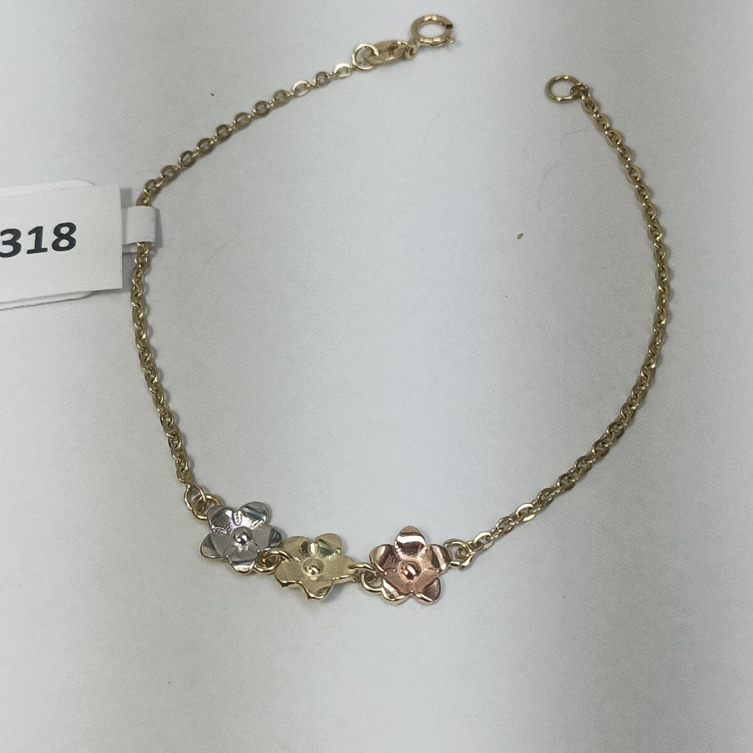PULSERA TEJIDO ESPECIAL FIG FLORES 14K 18 CM 2 GR (NUEVO)
