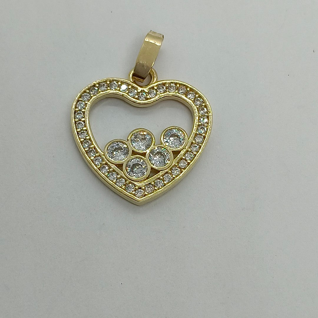 DIJE CORAZON CON CIRCONIAS 14K 1.7 GR (NUEVO)