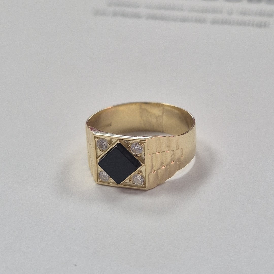 ANILLOS C ONIX Y CIRCONIAS 14K TALLA 10 4.2 GR (NUEVO)