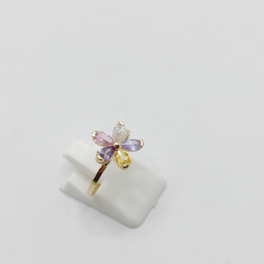 ANILLOS FLOR CON PIEDRAS DE COLOR 14K TALLA 7 1.5 GR (NUEVO)