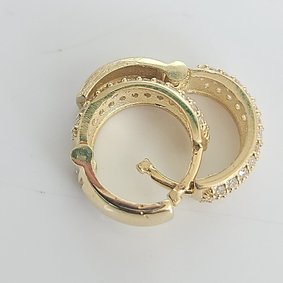 ARETES HUGGIE CON CIRCONIAS 14K 2.1 GR (NUEVO)