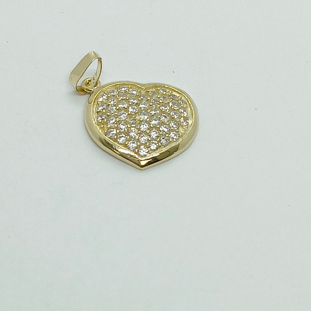 DIJE TEJIDO CORAZON CON CIRCONIAS 14K 1.7 GR (NUEVO)