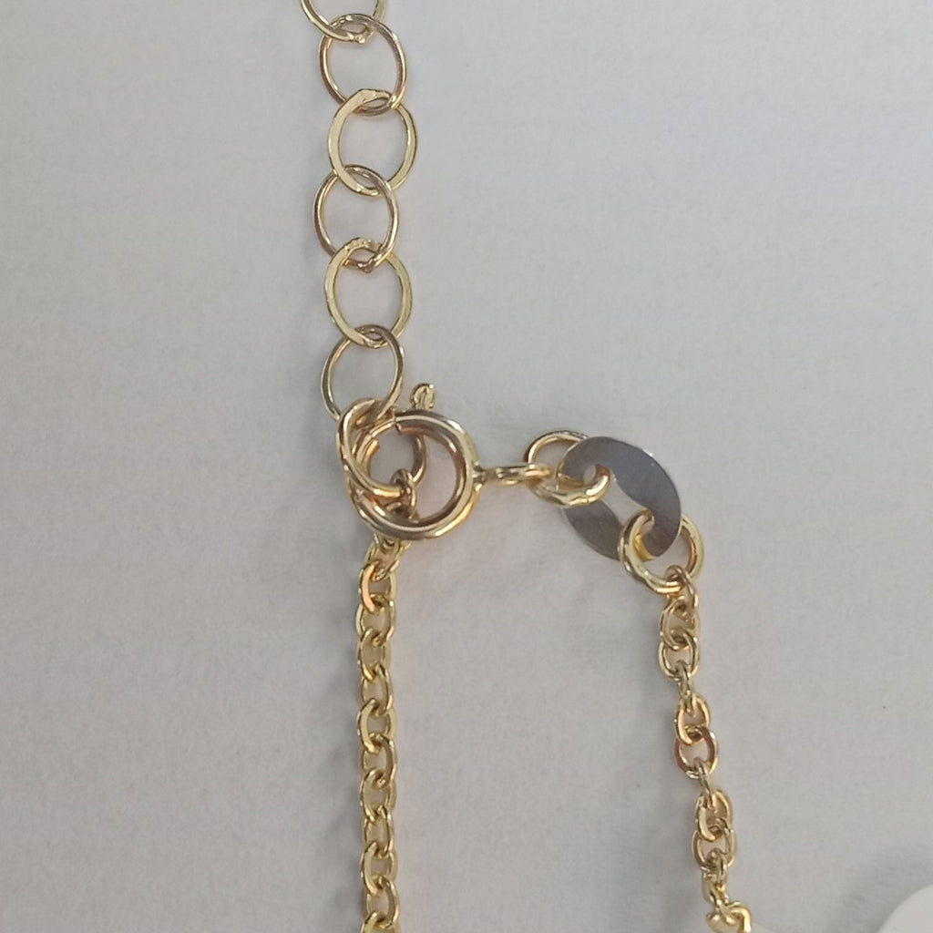 PULSERA ESPECIAL CON CORAZONES CONBINADOS 14K 18 CM 1.7 GR (NUEVO)