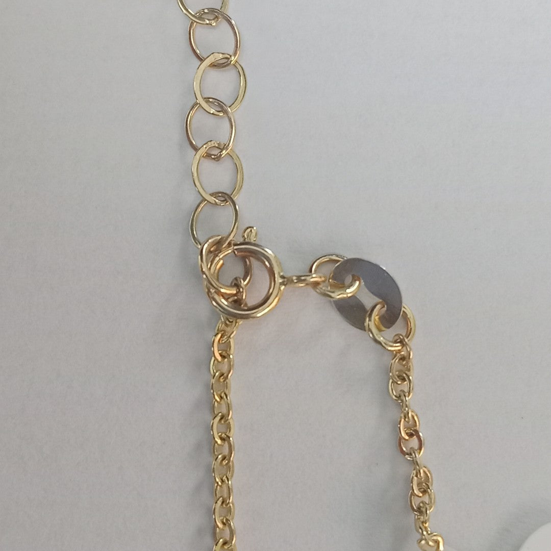 PULSERA ESPECIAL CON CORAZONES CONBINADOS 14K 18 CM 1.7 GR (NUEVO)