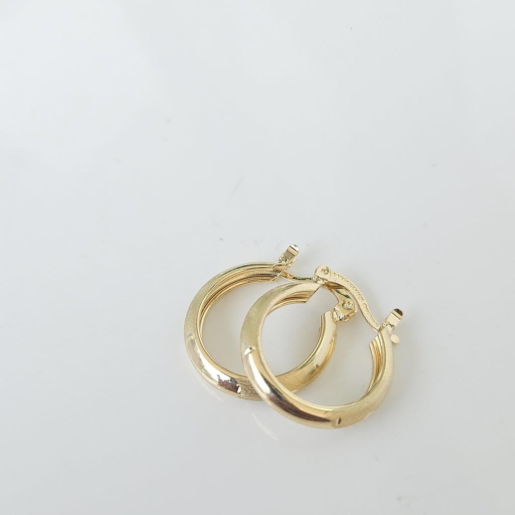 ARETES TEJIDO ARRACADA SATINADA 14K 2.5 GR (NUEVO)